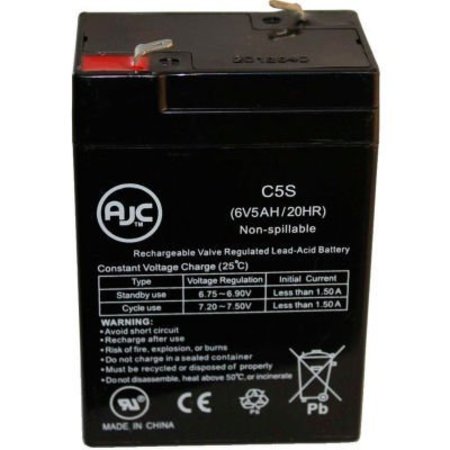 BATTERY CLERK AJC®  PowerSonic PS-640F1 6V 5Ah Sealed Lead Acid Battery POWER-SONIC-PS-640F1
